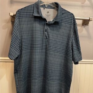 adidas Blue Plaid Short-Sleeve Polo